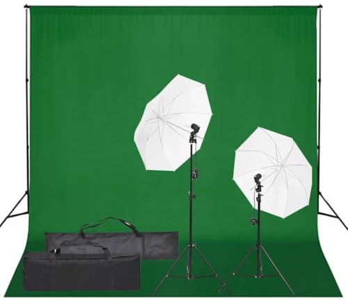 vidaXL Fotostudio Set mit Beleuchtung Hintergrund Stativ Schirm Tragetasche Hintergrundsystem Studioleuchte Foto Studioset Fotografie