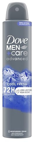 Dove Men+Care Advanced Cool Fresh antitraspirante aerosol deodorante per uomo con 1/4 crema idratante per 72 ore di protezione da sudore e odori 200 ml