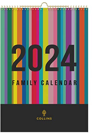 Collins Edge Rainbow 2024 Väggkalender för familj - Livsstil Planerare och organiserare för kontorsarbete personligt och hem - Januari till December 2024 Dagbok - Veckovis - EDFC135-24 Svart