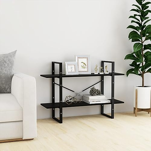 ZQQLVOO Bücherregal 2 Fächern Schwarz 100x30x70 cm Kiefer Massivholz, Aufbewahrung DVD + CD-Regal Bücherregal, multifunktionales Regal, für Wohnzimmer, Schlafzimmer, Küche
