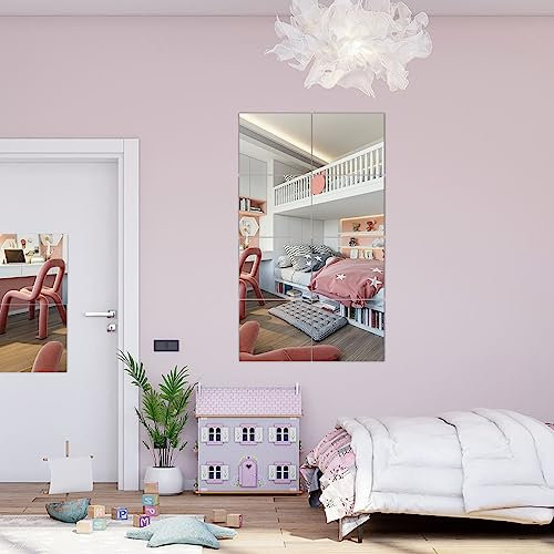 JEOYOO Ganzkörper-Spiegelfliesen aus Glas, 35,6 x 30,5 x 8 Stück, rahmenlose Ganzkörperspiegelfliesen für Schlafzimmer, volle Länge, Spiegel, Wandmontage für Zuhause, Fitnessstudio, Tür