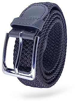 SEGMENTES Elastiskt flätat bälte för män och kvinnor med fyrkantigt spänne med längd från 100 cm till 135 cm - stil och komfort kombinerad i ett töjbart vävt tygbälte unisex, Blygrå, one size
