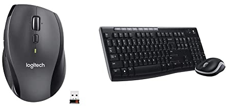 Logitech M705 Marathon Wireless Mouse, 2.4 GHz USB Unifying Receiver, 1000 DPI & MK270 Wireless Keyboard and Mouse Combo for Windows, Compact Black