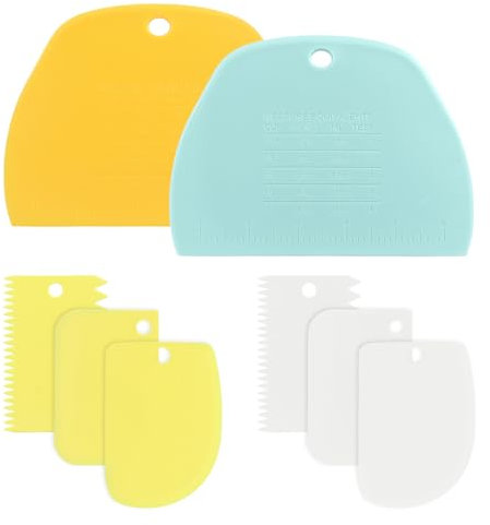 Raschietto per impasto, raschietto per torte, flessibile, multiuso, in plastica per alimenti, 8 pezzi, raschietto per impasto, pane, pasta di zucchero, glassa
