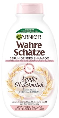 Garnier Wahre Schätze Beruhigendes Shampoo Sanfte Hafermilch für empfindliches Haar und sensible Kopfhaut; 250 ml