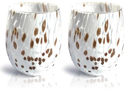 MAZZEGA ART & DESIGN - 2 verres à eau aventurine en verre soufflé et travaillés à la main - Personnalisable - Les couleurs de Murano - Fabriqué en Italie