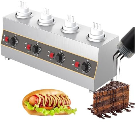Calentador De Salsa Eléctrico Comercial - Máquina De Preservación Del Calor De Mermelada Dispensador De Calentador De Fondue De Queso Y Mantequilla De Chocolate Caliente Con Botella De 650 Ml (Rejill