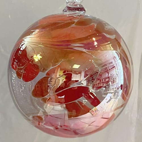 Kugel zum hängen Glaskugel Ornament rot klar Fensterdekoration mundgeblasenes Kristallglas Durchmesser ca. 15 cm