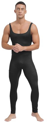Nyeemya Gymnastikdräkt ärmlös sport trikåer onesie body dance jumpsuit stretch bodysuit sportkläder joggare vuxen L-3XL, svart, L