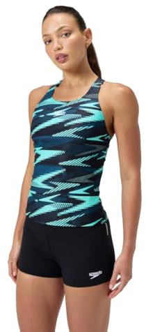 Speedo Damen Hyperboom Tankini | Schnell trocknend | Training | Fitness | Chlorbeständig Schwimmbekleidung, Arctic Glass, 34