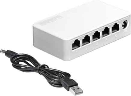 Alliteqwe Switch Ethernet 5 Ports 100 Mbps Mini Répartiteur Ethernet Hub Réseau Portable avec Câble USB Cuivre sans Oxygène pour Bureau Dortoir à Domicile