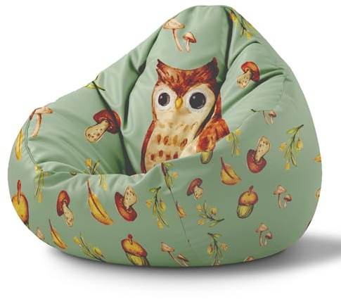 DreamRoots Sitzsack Kinder Bean Bag, Autumn Owl, Gr. S | Sitzkissen Kinder Boden, Kinderzimmer Möbel, Sitzsäcke fürs Kinderzimmer, mit Füllung