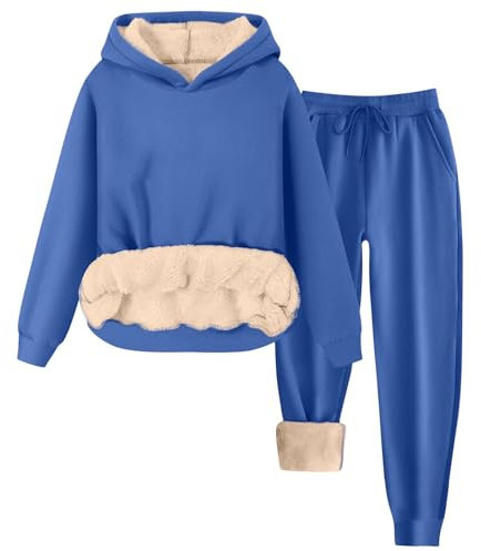 NSICBMNO Damen-Trainingsanzug-Set, zweiteiliges Outfit, Lounge-Sets, Fleece-gefüttert, Hoodie, Jogger, Thermo-Winterhose, Y2K-Trainingsanzug, Sweatsuit, komplettes Set, Winter-Outfits, Activewear,