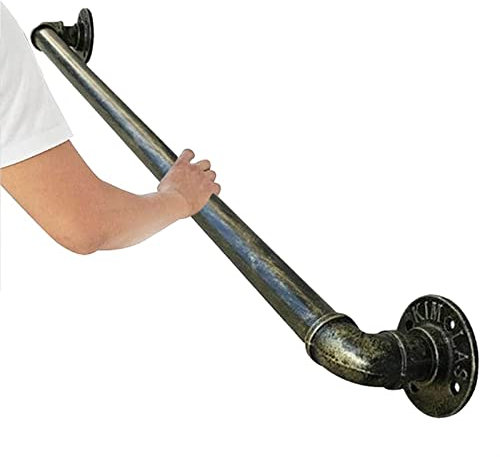Corrimano rustico in bronzo per scale con antiscivolo per interni ed esterni, 360 cm, corrimano per scale a chiocciola per loft, barre e banconi, binario incluso