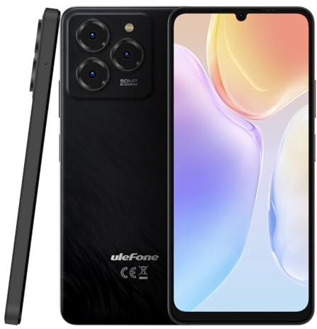Ulefone Android 14 Mobile Phone Unlocked NOTE 20 PRO, 6.75'' HD+ Large Screen, 8GB RAM+128GB ROM, 50MP+8MP+2MP Camera, DUAL SIM-Free Smartphone, 6000mAh Battery, Fingerprint+Face Unlock GPS Black