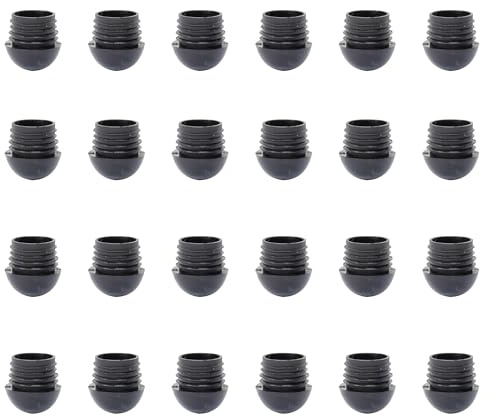 RattanPark 24PCS Round Plastic Inner Plugs Half Spherical Domed End Covers, Chair Leg Caps,Floor Protectors, Plastic Feet for Garden Furniture, Plug Protectors for Chairs Table Legs (25mm)