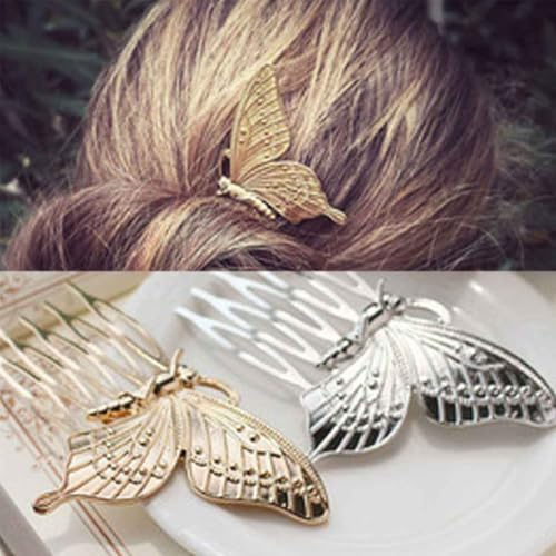 kesurpae Haarkämme aus Metall, goldener Schmetterling, zarte Schmetterlinge, Haarkämme aus Legierung, Großhandel für Damen Haar Accessoires, Gold