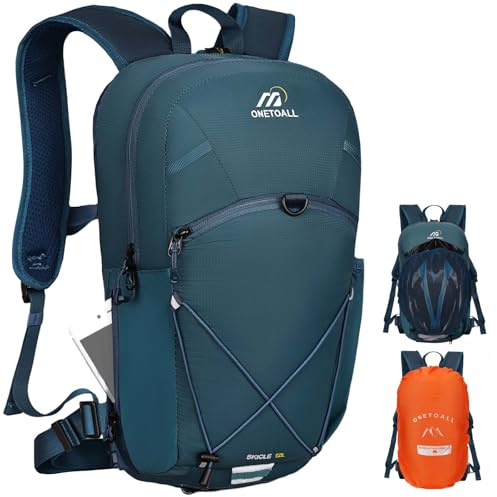 ONETOALL Cycling Backpack, Lightweight & Waterproof Running Bag with Detachable Waist Belt, 12L Small Hiking Rucksack for Biking Trekking Skiing