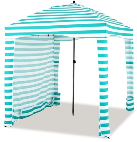 GOPLUS Sombrilla de Playa Plegable con Pared Lateral (Verde)