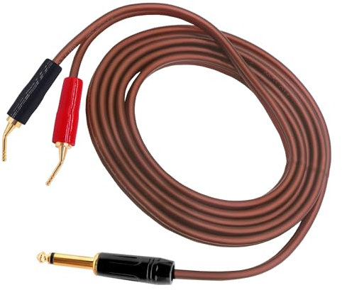 YARCHONN Câble de haut-parleur 1/4 TS vers fiche banane - 6,35 mm - Mono vers banane - 2 mm - Adaptateur audio HiFi - Pour amplificateur, caisson de basses - Système audio - 2 m