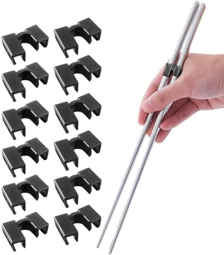 12-Pack Reusable Chopstick Helper, Black Training Chopsticks Adults,Chopstick Helpers for Beginners for Dining Mastery at Home