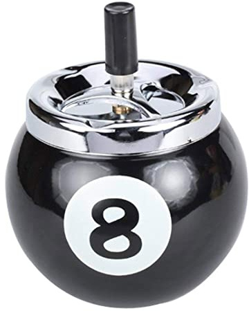 fkngcp Ashtray with Lid Billiard Supplies Accessories Black Eight Billiard Ashtray Desktop Ornament for Home Office with Lid Tabletop Dectorive Billiards Ash Hol
