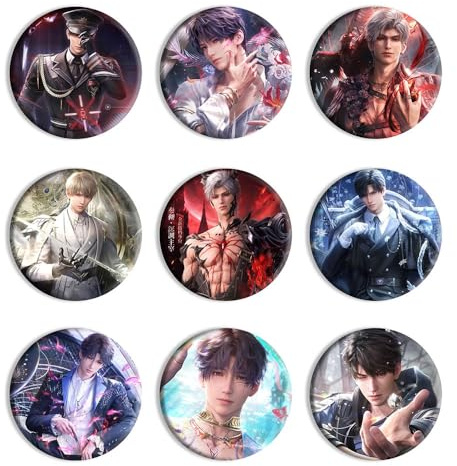 9 Love Deepspace Tinplate Badge Anime Figure Brooch Cool Pins, Sylus Rafayel Zayne Caleb Cosplay Accessories 58MM