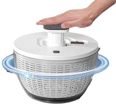 Manual Hand Powered Salad Spinner with Storage Lid and Colander Bowl Vegetable Dehydrator with Drain Basket Salad Spinner for Picnics
