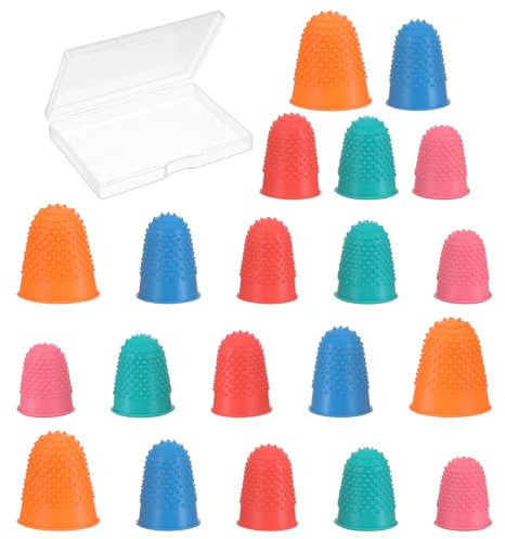 Classicseali 20 stycken fingerborg, gummifingerkuddar, 5 storlekar återanvändbara fingerskydd fingertoppar för pengaräkning, sortering, skrivning, sortering av pappershus, skärning, hantverk