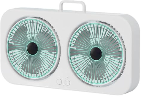 GMBYLBY Ventilador giratorio portátil de doble cabezal para colgar o mesa, uso de circulación de aire de bajo ruido, adecuado para acampar