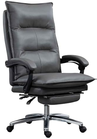 Professioneller ergonomischer Bürostuhl aus echtem Leder mit einziehbarer Fußstütze, vollständig Verstellbarer Chefsessel für Komfort, drehbarer Chefsessel mit hoher Rückenlehne