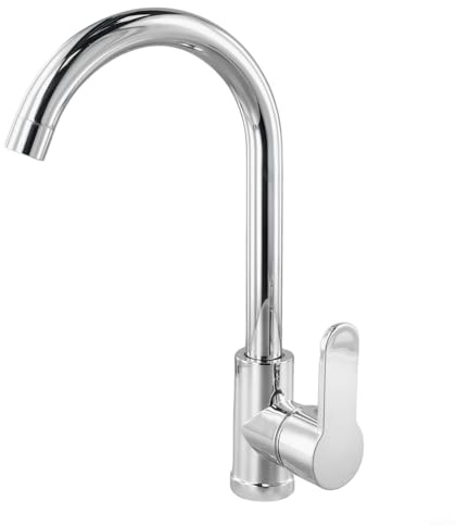 Robinet mitigeur pivotant pour lavabo de salle de bain Chromé poli avec levier unique pour eau chaude et froide