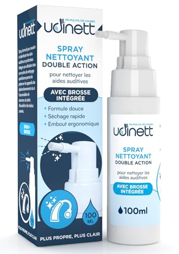 Spray Limpiador de Audífonos 100ml Udinett - Limpiador con Cepillo contra la Suciedad Cera - Efecto Efecto de Limpieza Inmediato para la Limpieza de Auriculares Bluetooth - Fórmula Sin Alcohol