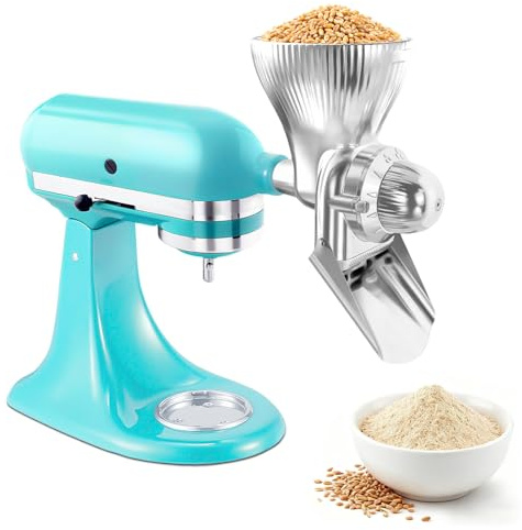 Grain Mill Attachment for KitchenAid Stand With 12 Grind Level, Kitchen Aid Mixer Attachments Wheat Grinder Fit for Wheat, Corn, Oats, Buckwheat, Millet and Other Cereals - New Upgrades