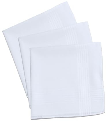 Wemoralix 3 Pcs Men's Handkerchiefs, Absorbent Cotton White Hankies, Machine Washable Pocket Square for Suit, Sweat Cloth for Men, Wedding Handkerchief40x40cm/15.8x15.8”