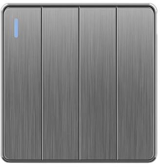 Interruptor Pared, Interruptores de Luz Toma de corriente con interruptor eléctrico 13 A, color gris, placa inclinable grande, universal for pared(4gang1way)