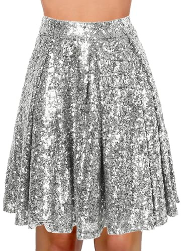 Taille haute plissée unie - Jupe courte ample à paillettes - Jupe tutu pour femme - Jupe tutu - Jupe en tulle élastique - Taille haute - Jupon de carnaval