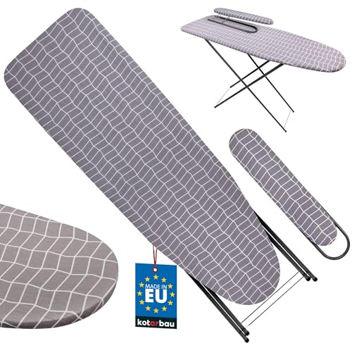 KOTARBAU® Planche à Repasser Pliable, Table à Repasser, Jannette Repassage | 118 x 36 cm, Planche a Repasser Pliable, Jeannette Repassage Manches, Repose-Fer, Réglable en Hauteur, Housse Grise