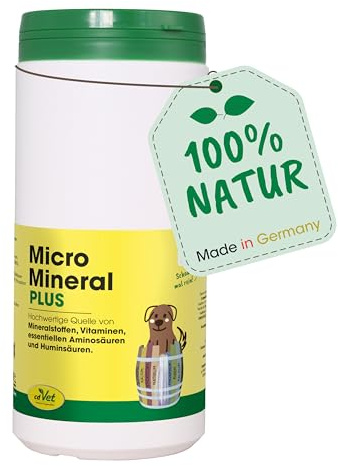 cdVet MicroMineral Plus Chien & Chat 1kg - Zinc et Sélénium - Vitamines, minéraux et Oligo-éléments - Liant pour l'acide gastrique - Liant pour Les polluants - Gastro-intestinal