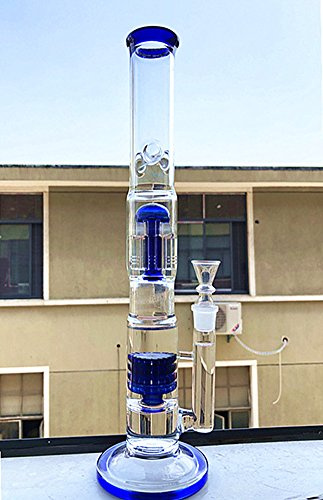 RORA Glas Bong Tree Dome und Vogel Kragen Percolator Pfeife 18,8 mm Schüssel Wasserpfeife 16 hoch (blau)