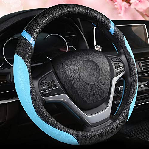 Universal-Lenkradbezug aus Leder für Damen, Lenkradbezug für Auto, 38,1 cm Durchmesser, Blau