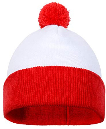 NUWIND Unisex Winter Bommelmütze Rot-weiß Walter Mütze Hut Manschetten Warm Strickmütze für Halloween Weihnachten Party (1 Stück)