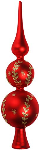 com-four® Christbaumspitze in rot, goldfarben, matt, Weihnachtsbaumspitze | Tannenbaumspitze für den Christbaum - 30 cm