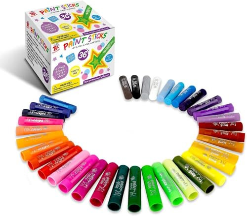 TBC The Best Crafts Bastoncini di vernice, 36 colori classici, colori lavabili, atossici, bastoncini di vernice a tempera per bambini e studenti