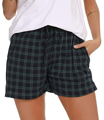 Lovasy Bas de Pyjama Femme Court Pantalon Short de Pyjama Été en Modal Couleur Unie Léger Pantalon de Nuit Grande Taille avec Poches Latérales