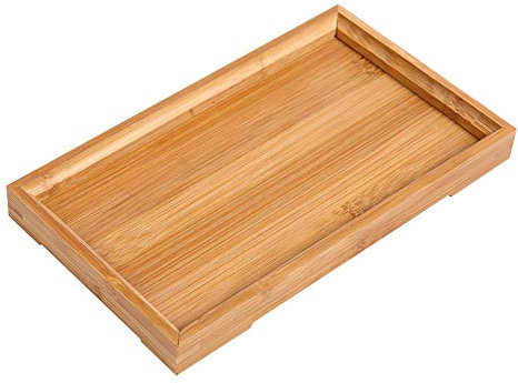 Plateau de service en bambou,URMAGIC plateau de service de petit-déjeuner en bois, 1 plateau de nourriture rectangulaire, plateau de table basse carré, support de nourriture pour café et thé