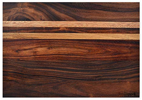 Retailmonk Wooden Stripe Shape Chopping Board Medium 43 X 30 X 2.5 cm Cutting Board, Vegetable Chopping Board for Kitchen, Wooden Cutting Board -Brown