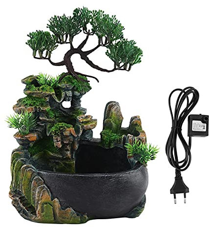 Tyenaza Indoor Tabletop Harz Brunnen Dekor Desktop Wasserfall Ornamente Entspannung Meditation Wasser Sound Feng Shui Dekoration