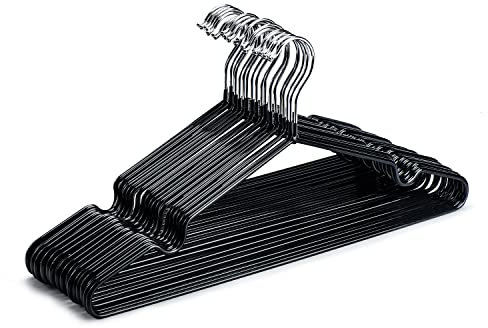 HOUSE DAY Kleiderbügel Schwarz Metall Kleiderbügel Platzsparend Bügel Drahtbügel rutschfest Bügel Stabil 0,4cm Dick 20 Stück