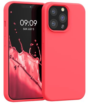 kwmobile Handyhülle für iPhone 13 Pro Hülle, für iPhone 13 Pro Case - Hülle Silikon - kabelloses Laden - Neon Koralle